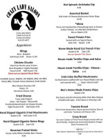 The Crazy Lady Saloon menu