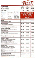 Housa Pizza menu