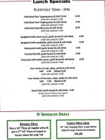 D Angelos Pizza menu