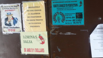 Lorina's Cantina menu