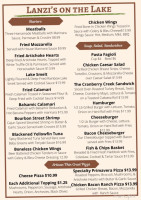 Lanzi's On The Lake menu