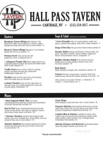 Hall Pass Tavern menu