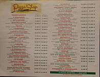 Pizzashop menu