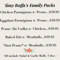 Tony Boffa's menu