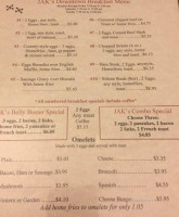 Jaks Downtown Diner menu