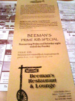 Beeman's Family menu