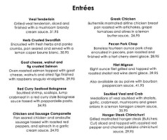 Lake Ridge menu