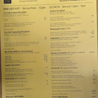 The Rendezvous Cafe menu