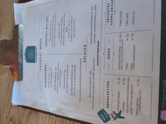 Den Gamle Stald Menu