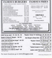 Five Guys Burgers And Fries menu