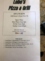 Lobo's Pizza Grill menu