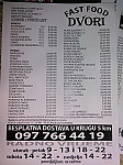 Fast Food Dvori menu