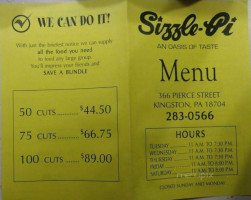 Sizzle Pi Pizza menu