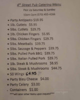 4th Street Pub menu