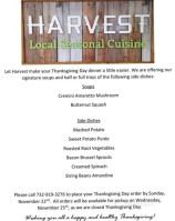 Harvest menu