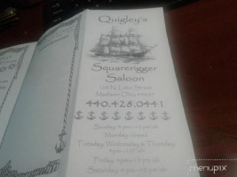 Quigley's Squarerigger Saloon menu