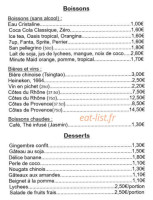 Délices Asiatiques menu