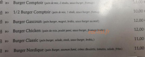 Au Comptoir De L'adour menu