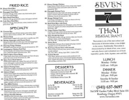 7 Seven Thai menu