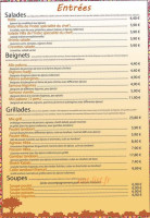 Villa de l'Inde menu