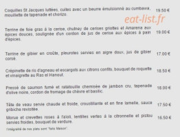 Côté Saveurs menu