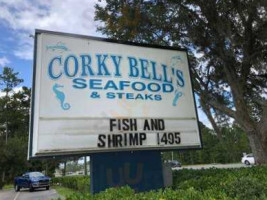 Corky Bells Seafood Steaks outside