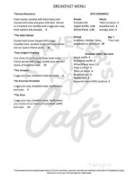 Traveler's Cafe menu