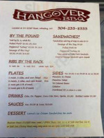 Hangover Bbq menu