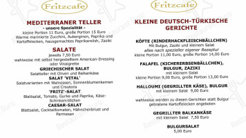 Fritzcafe menu