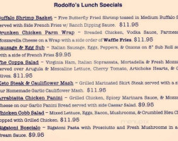 Rodolfo Pizzeria menu