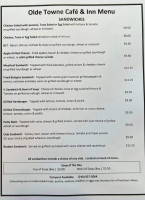 Olde Towne Cafe And Inn Llc menu