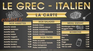 Le Grec Italien menu