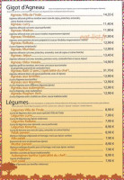 Villa de l'Inde menu