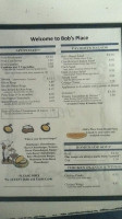 Bob's Place menu