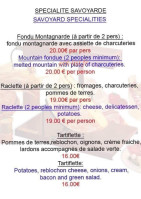 Bardonecchia menu