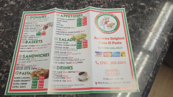 Andrews Original Pizza Pasta menu