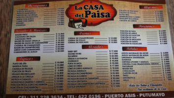 La Casa Del Paisa menu