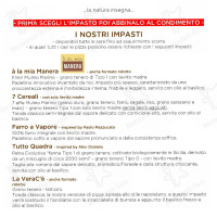 Nostra Manera Trattoria Della Pizza menu