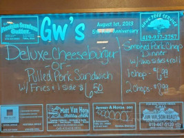 G W's Fine Food Spirits menu