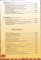 Villa de l'Inde menu