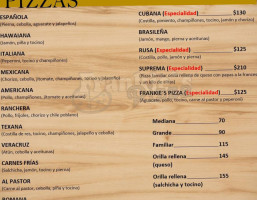 Pizza Frankie´s menu