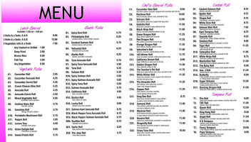 Sushi King menu