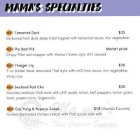 Ma Ma's Thai Cuisine menu