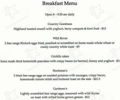 Kinloch Wilderness Retreat menu