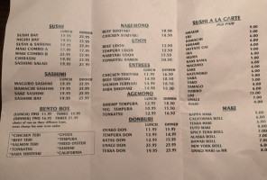 Bay Sushi menu