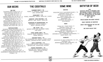 The San Francisco Athletic Club menu