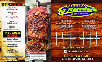 Taqueria El Heredero menu