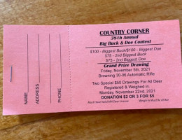 Country Corner menu