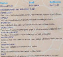 Santoor Indian Cuisine menu