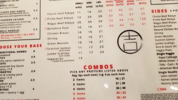 Yoshi Shabu Shabu menu